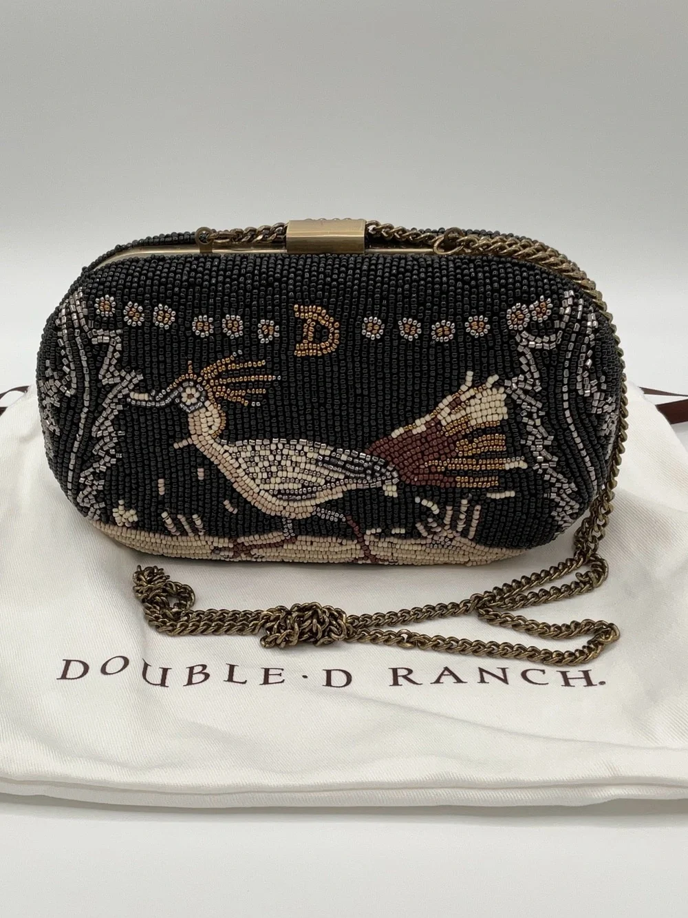 LE Double D Ranch - Road Runner Beaded Luxury Clutch w/Chain Strap - BRAND NEW